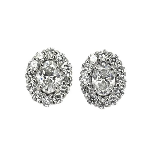 PT900 OVAL DIAMOND EARRINGS: Pt900 Oval Diamond Earrings Brand: None Type/Style: piercing Material: Pt900, Main Stone Natural Color: Pt Size: Length/Width/Diameter 9.4 Accessories: None Accessories Notice: When purchasing