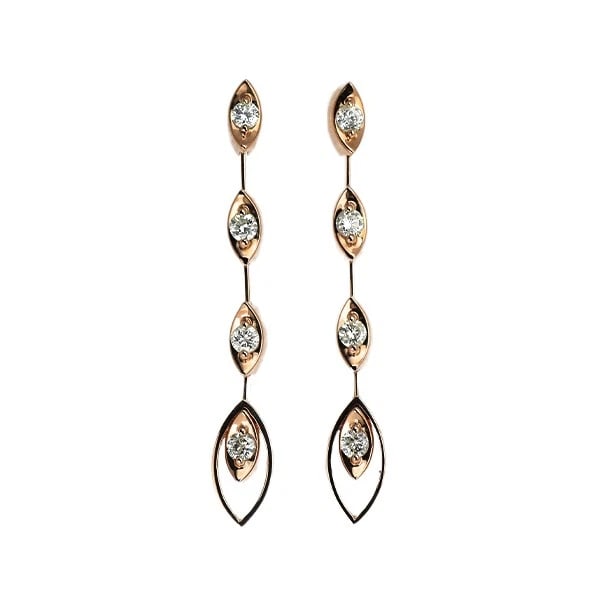 K18YG/PG DIAMOND EARRING: K18YG/PG diamond earring Brand: None Type/Style: piercing Material: K18YG /K18PG, Main Stone Natural Color: YG/PG Size: Length/Width/Diameter 33.6 Accessories: None Accessories Notice: When