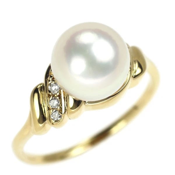 MIKIMOTO K18YG AKOYA PEARL DIAMOND RING: Mikimoto K18YG Akoya Pearl Diamond Ring Brand: Mikimoto Type/Style: Ring Material: K18YG, Main Stone Akoya Pearl\Natural Color: YG Size: 5.25 US Accessories: None Accessories Notice: When purchasing