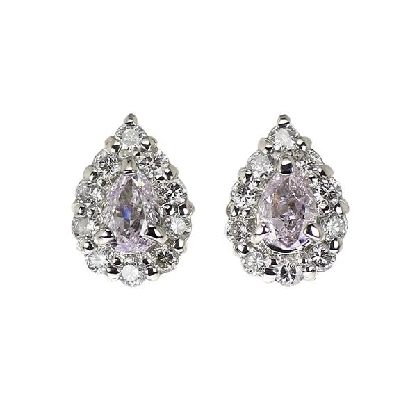 PT900 PEAR SHAPE NATURAL PINK PURPLE DIAMOND EARRINGS: Pt900 Pear Shape Natural Pink Purple Diamond Earrings Brand: None Type/Style: piercing Material: Pt900, Main Stone Natural Color: Pt Size: Length/Width/Diameter 7.3 Accessories: None Accessories