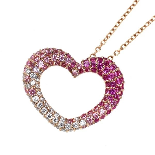 PONTE VECCHIO K18PG PINK SAPPHIRE DIAMOND PENDANT NECKLACE: Ponte Vecchio K18PG Pink Sapphire Diamond Pendant Necklace Brand: Pontevecchio Type/Style: pendant necklace Material: K18PG, Main Stone Natural/Sapphire Color: PG Size: Chain Length 40cm Accessories: