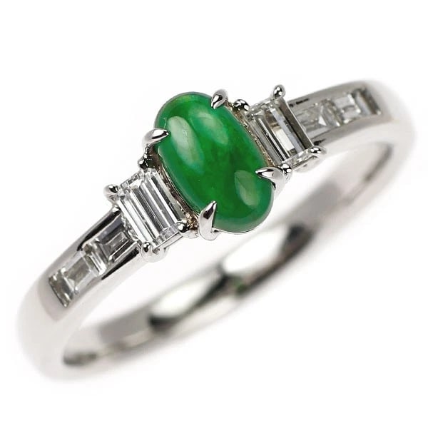 PT900 NO RESIN IMPREGNATION JADE/JADE DIAMOND RING: Pt900 No Resin Impregnation Jade/Jade Diamond Ring Brand: None Type/Style: Ring Material: Pt900, Main Stone Natural Color: Pt Size: 7.25 US Accessories: None Accessories Notice: When purchasing