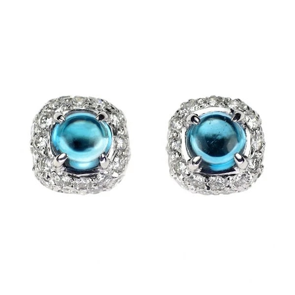 K18WG BLUE TOPAZ DIAMOND EARRINGS A: K18WG blue topaz diamond earrings A Brand: None Type/Style: piercing Material: K18WG, Main Stone Topaz Color: WG Size: Length/Width/Diameter 8.0 Accessories: None Accessories Notice: When purchasing