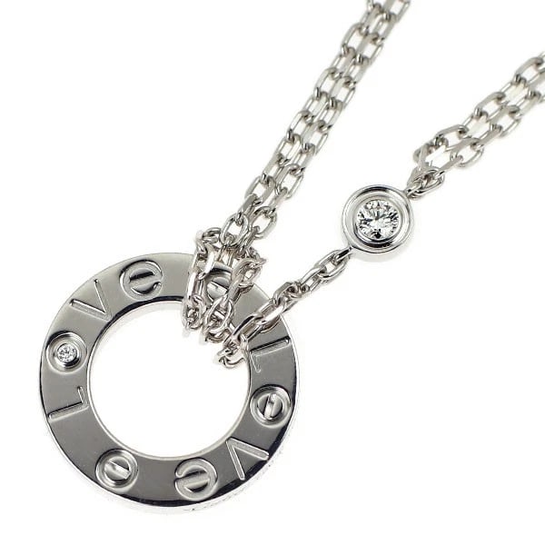 CARTIER K18WG DIAMOND PENDANT NECKLACE: Cartier K18WG Diamond Pendant Necklace Brand: Cartier Type/Style: pendant necklace Material: K18WG, Main Stone Natural Color: WG Size: Chain Length 41cm Accessories: None Accessories Notice: When