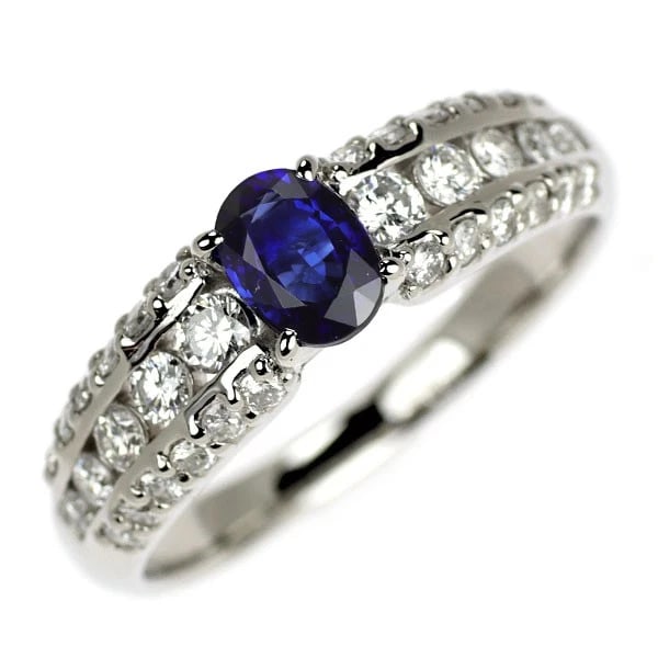 PT900 SAPPHIRE DIAMOND RING: Pt900 sapphire diamond ring Brand: None Type/Style: Ring Material: Pt900, Main Stone Sapphire Color: None Size: 7.25 US Accessories: None Accessories Notice: When purchasing pre-owned goods, please