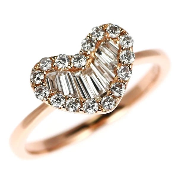 K18PG DIAMOND RING HEART: K18PG diamond ring heart Brand: None Type/Style: Ring Material: K18PG, Main Stone Natural Color: PG Size: 5.5 - 5.75 US Accessories: None Accessories Notice: When purchasing pre-owned goods, please