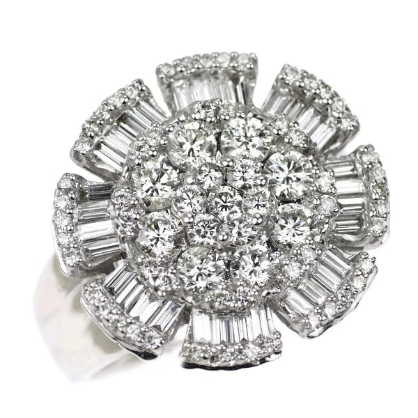 K18WG DIAMOND RING: K18WG diamond ring Brand: None Type/Style: Ring Material: K18WG, Main Stone Natural Color: WG Size: 5.5 - 5.75 US Accessories: None Accessories Notice: When purchasing pre-owned goods, please refer
