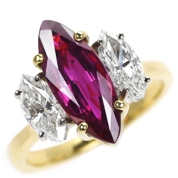 K18YG PURPLE SAPPHIRE DIAMOND RING: K18YG purple sapphire diamond ring Brand: None Type/Style: Ring Material: K18YG, Main Stone Sapphire Color: YG Size: 4.5 US Accessories: None Accessories Notice: When purchasing pre-owned goods,