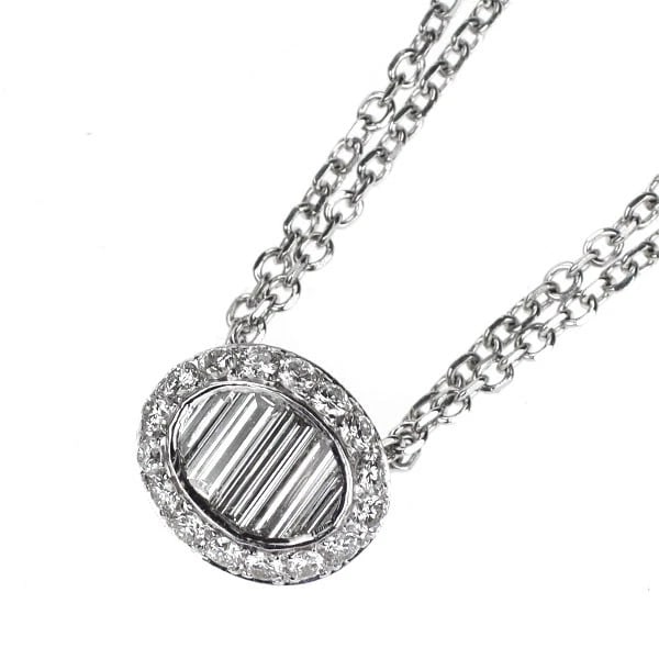 K18WG DIAMOND PENDANT NECKLACE: K18WG DIAMOND PENDANT NECKLACE Brand: None Type/Style: pendant necklace Material: K18WG, Main Stone Natural Color: WG Size: Necklace: Chain Length 43cm Accessories: None Accessories Notice: When