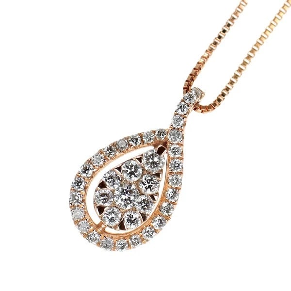 K18PG DIAMOND PENDANT NECKLACE: K18PG DIAMOND PENDANT NECKLACE Brand: None Type/Style: pendant necklace Material: K18PG, Main Stone Natural Color: PG Size: Chain Length 45cm Accessories: None Accessories Notice: When purchasing