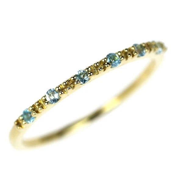 K18YG BLUE TOPAZ RING: K18YG blue topaz ring Brand: None Type/Style: Ring Material: K18YG, Main Stone Topaz Color: YG Size: 4.75 - 5 US Accessories: None Accessories Notice: When purchasing pre-owned goods, please refer to