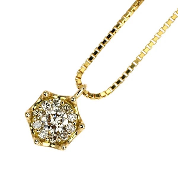 K18YG DIAMOND PENDANT NECKLACE: K18YG DIAMOND PENDANT NECKLACE Brand: None Type/Style: pendant necklace Material: K18YG, Main Stone Natural Color: YG Size: Chain Length: 45cm Accessories: None Accessories Notice: When purchasing