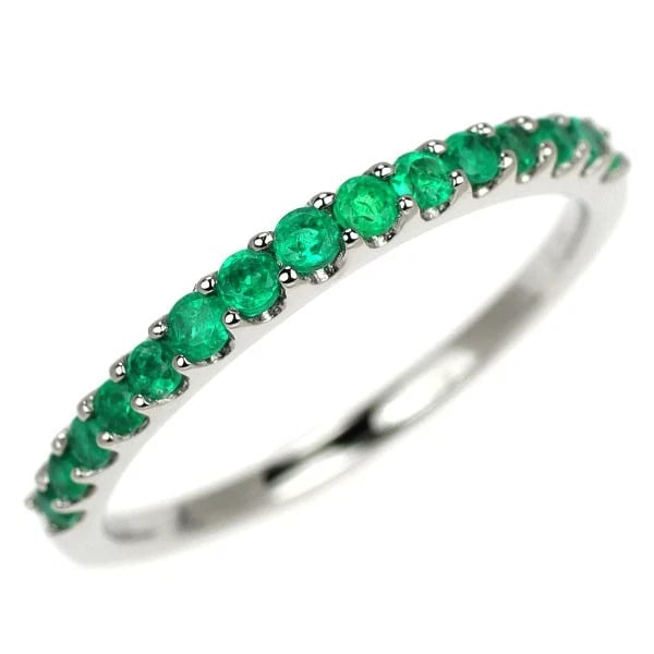 PT950 EMERALD RING HALF ETERNITY: Pt950 emerald ring half eternity Brand: None Type/Style: Ring Material: Pt950, Main Stone emerald Color: None Size: 6.25 - 6.5 US Accessories: None Accessories Notice: When purchasing pre-owned