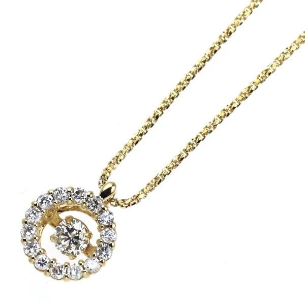K18YG DANCING DIAMOND PENDANT NECKLACE: K18YG DANCING DIAMOND PENDANT NECKLACE Brand: None Type/Style: pendant necklace Material: K18YG, Main Stone Natural Color: YG Size: Chain Length: 46.5cm Accessories: None Accessories Notice: When