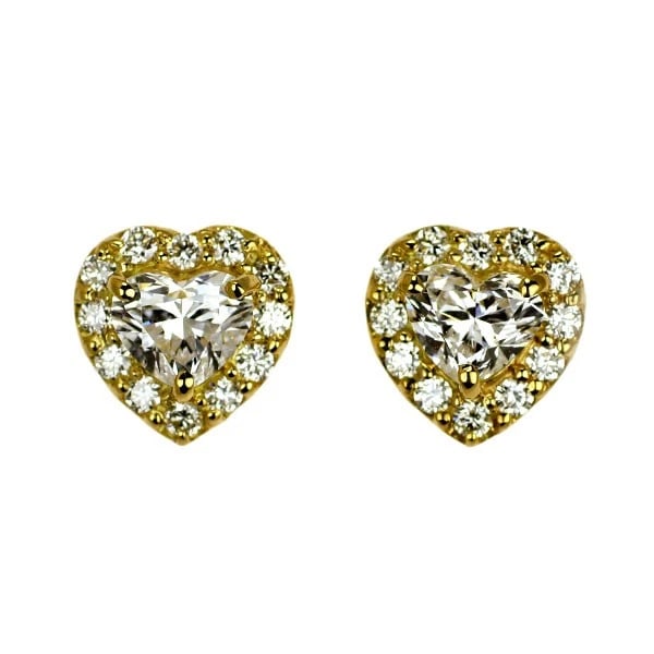 K18YG HEART SHAPE DIAMOND EARRINGS: K18YG Heart Shape Diamond Earrings Brand: None Type/Style: piercing Material: K18YG, Main Stone Natural Color: YG Size: Length/Width/Diameter 7.4 Accessories: None Accessories Notice: When purchasing