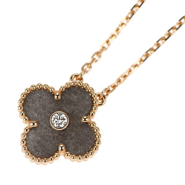 VAN CLEEF & ARPELS K18PG OBSIDIAN DIAMOND PENDANT NECKLACE: Van Cleef & Arpels K18PG Obsidian Diamond Pendant Necklace Brand: Van Cleef & Arpels Type/Style: pendant necklace Material: K18PG, Main Stone Natural Color: PG Size: Chain Length 41.5cm Accessorie