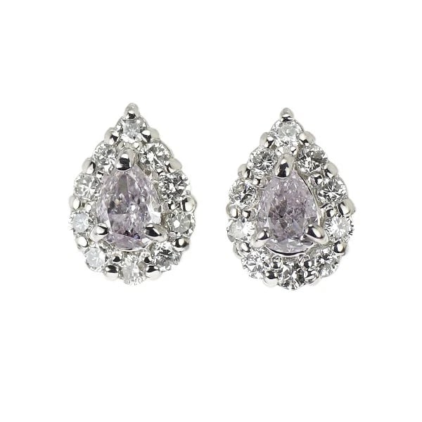 PT900 PEAR SHAPE NATURAL PINK PURPLE DIAMOND EARRINGS: Pt900 Pear Shape Natural Pink Purple Diamond Earrings Brand: None Type/Style: piercing Material: Pt900, Main Stone Natural Color: Pt Size: Length/Width/Diameter 7.2 Accessories: None Accessories
