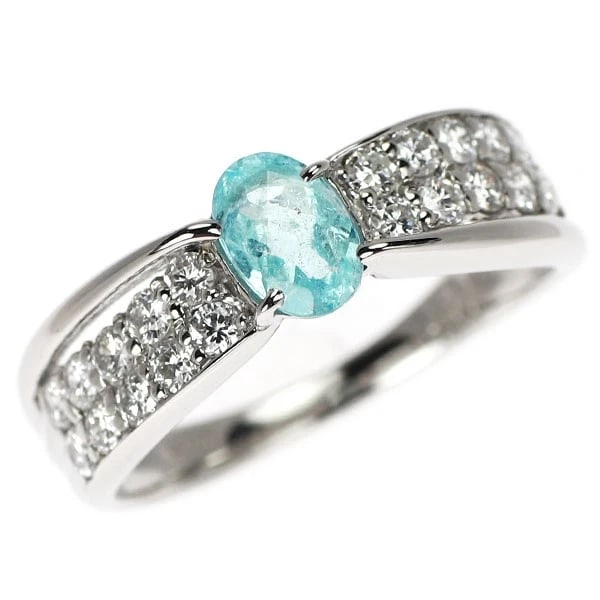 PT900 MOZAMBIQUE PARAIBA TOURMALINE DIAMOND RING: Pt900 Mozambique Paraiba Tourmaline Diamond Ring Brand: None Type/Style: Ring Material: Pt900, Main Stone Mozambique Paraiba Tourmaline Color: None Size: 5.5 - 5.75 US Accessories: None Ac