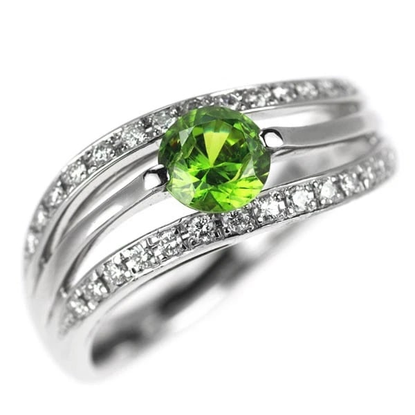 PT900 RUSSIAN DEMANTOID GARNET DIAMOND RING (1 of 2)