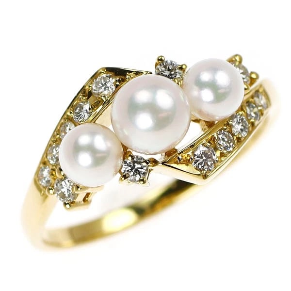 MIKIMOTO K18YG AKOYA PEARL DIAMOND RING: Mikimoto K18YG Akoya Pearl Diamond Ring Brand: Mikimoto Type/Style: Ring Material: K18YG, Main Stone Akoya Pearl Color: YG Size: 5.25 US Accessories: None Accessories Notice: When purchasing