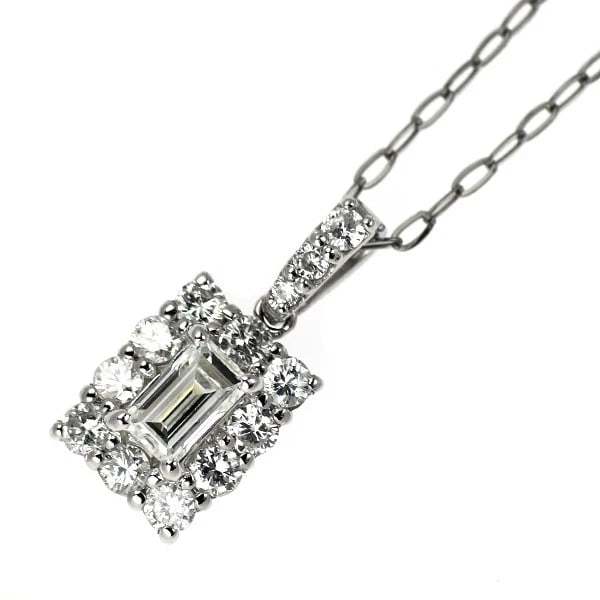 PT950/ PT850 BUCKET CUT DIAMOND PENDANT NECKLACE: Pt950/ Pt850 Bucket Cut Diamond Pendant Necklace Brand: None Type/Style: pendant necklace Material: Pt950/Pt850, Main Stone Natural Color: Pt Size: Chain Length 45cm Accessories: None Accessories