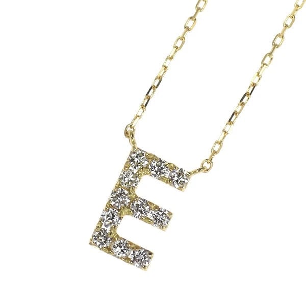 K18YG CARAT INITIAL "E" DIAMOND PENDANT NECKLACE: K18YG carat initial "E" diamond pendant necklace Brand: None Type/Style: pendant necklace Material: K18YG, Main Stone Natural Color: YG Size: Chain Length: 39.5cm Accessories: None Accessories