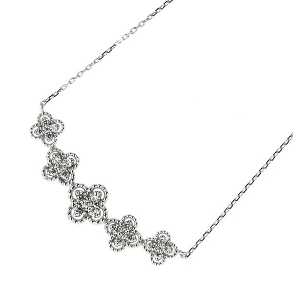 K18WG FLOWER DIAMOND PENDANT NECKLACE: K18WG flower diamond pendant necklace Brand: None Type/Style: pendant necklace Material: K18WG, Main Stone Natural Color: WG Size: Chain Length: 45cm Accessories: None Accessories Notice: When