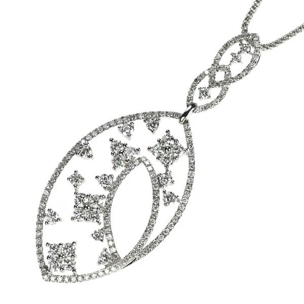 K18WG DIAMOND PENDANT NECKLACE: K18WG DIAMOND PENDANT NECKLACE Brand: None Type/Style: pendant necklace Material: K18WG, Main Stone Natural Color: Wg Size: Chain Length 45.5 cm Accessories: None Accessories Notice: When purchasing