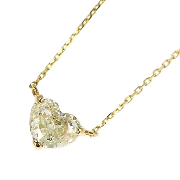 K18YG HEART SHAPE DIAMOND PENDANT NECKLACE: K18YG Heart Shape Diamond Pendant Necklace Brand: None Type/Style: pendant necklace Material: K18YG, Main Stone Natural Color: YG Size: Chain Length: 40.5cm Accessories: None Accessories Notice: When