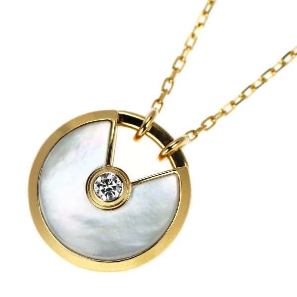 CARTIER K18YG SHELL DIAMOND PENDANT NECKLACE AMULET JA: Cartier K18YG shell diamond pendant necklace amulet Ja Brand: Cartier Type/Style: pendant necklace Material: K18YG, Main Stone Natural Color: YG Size: Chain Length 59cm Accessories: None Accessories