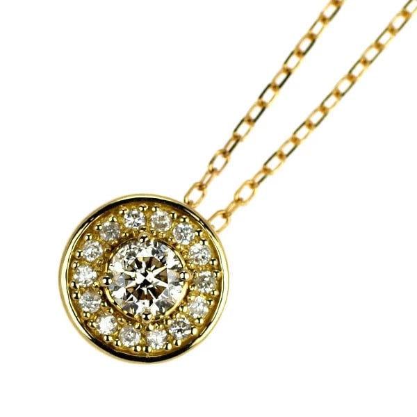 K18YG DIAMOND PENDANT NECKLACE: K18YG Diamond Pendant Necklace Brand: None Type/Style: pendant necklace Material: K18YG, Main Stone Natural Color: YG Size: Chain Length: 45cm Accessories: None Accessories Notice: When purchasing
