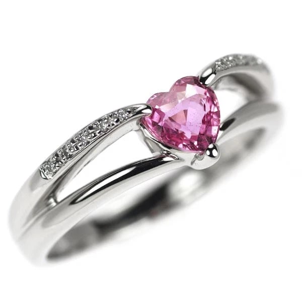 K18WG HEART SHAPE PINK SAPPHIRE DIAMOND RING: K18WG Heart Shape Pink Sapphire Diamond Ring Brand: None Type/Style: Ring Material: K18WG, Main Stone Sapphire Color: WG Size: 5.5 - 5.75 US Accessories: None Accessories Notice: When purchasing