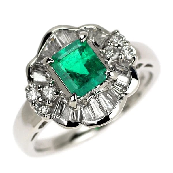 PT900 COLOMBIAN MUZO MINE VIVID GREEN MINOR EMERALD DIAMOND RING: Pt900 Colombian Muzo Mine Vivid Green Minor Emerald Diamond Ring Brand: None Type/Style: Ring Material: Pt900, Main Stone Natural Color: Pt Size: 5.5 - 5.75 US Accessories: None Accessories Notice: