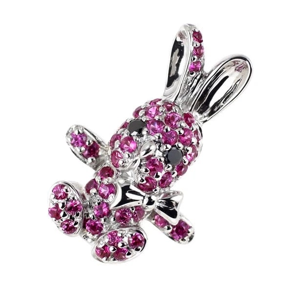 K18WG PINK SAPPHIRE BLACK DIAMOND PENDANT TOP: K18WG pink sapphire black diamond pendant top Brand: None Type/Style: pendant top Material: K18WG, Main Stone Sapphire Color: WG Size: Length/Width/Diameter 20.4 Accessories: None Accessories Notice: