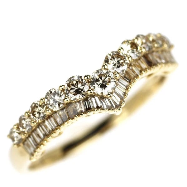 K18YG DIAMOND RING: K18YG diamond ring Brand: None Type/Style: Ring Material: K18YG, Main Stone Natural Color: WG Size: 9 US Accessories: None Accessories Notice: When purchasing pre-owned goods, please refer