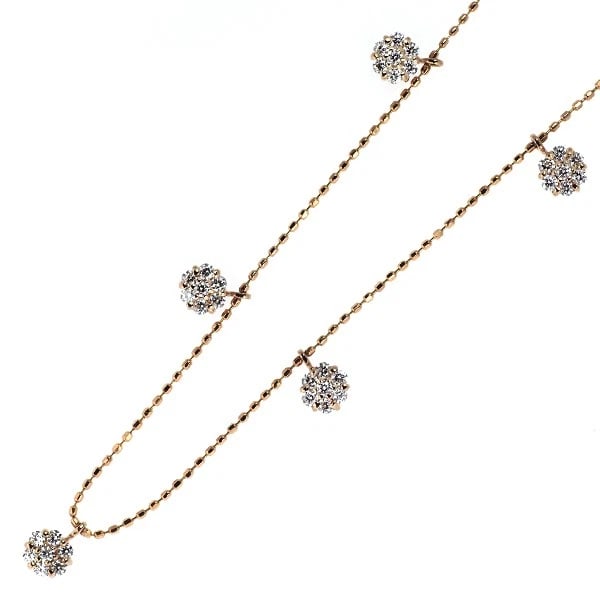 K18PG FLOWER DIAMOND PENDANT NECKLACE: K18PG flower diamond pendant necklace Brand: None Type/Style: pendant necklace Material: K18PG, Main Stone Natural Color: PG Size: Chain Length: 46cm Accessories: None Accessories Notice: When