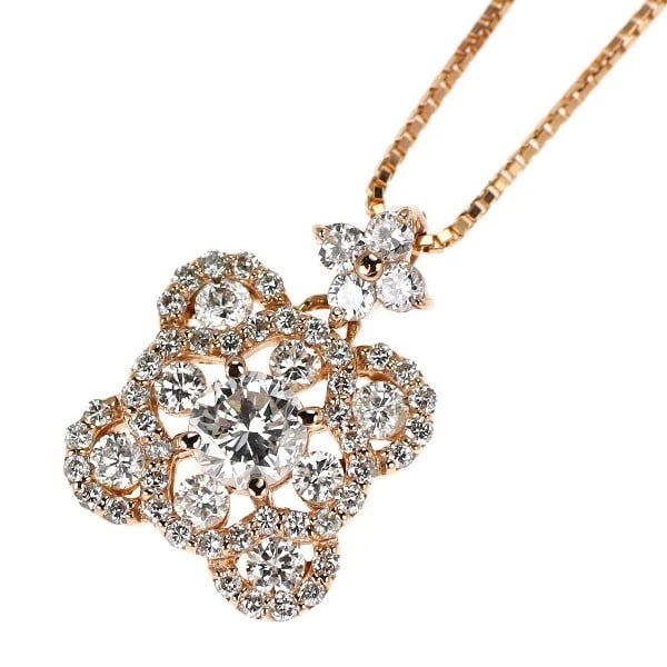 K18PG DIAMOND PENDANT NECKLACE: K18PG Diamond Pendant Necklace Brand: None Type/Style: pendant necklace Material: K18PG, Main Stone Natural Color: PG Size: Chain Length: 45cm Accessories: None Accessories Notice: When purchasing