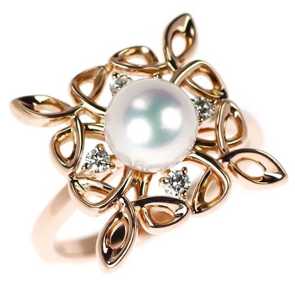 MIKIMOTO K18PG AKOYA PEARL DIAMOND RING: Mikimoto K18PG Akoya Pearl Diamond Ring Brand: Mikimoto Type/Style: Ring Material: K14PG, Main Stone Natural Color: PG Size: 6.25 - 6.5 US Accessories: None Accessories Notice: When purcha