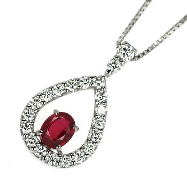 PT900/ PT850 UNHEATED PIGEON BLOOD RUBY DIAMOND PENDANT NECKLACE: Pt900/ Pt850 Unheated Pigeon Blood Ruby Diamond Pendant Necklace Brand: None Type/Style: pendant necklace Material: Pt850, Main Stone Natural Color: Pt Size: Chain Length: 45cm Accessories: None