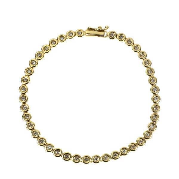 K18YG DIAMOND TENNIS BRACELET: K18YG diamond tennis bracelet Brand: None Type/Style: bracelets Material: K18YG, Main Stone Natural Color: YG Size: Necklace: Chain Length 17.5cm Length/Width/Diameter 3.9 Accessories: None