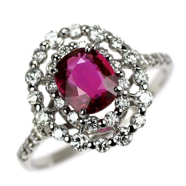 PT900 UNHEATED RUBY DIAMOND RING: Pt900 Unheated Ruby Diamond Ring Brand: None Type/Style: Ring Material: Pt900, Main Stone Ruby Color: Pt Size: 6 US Accessories: None Accessories Notice: When purchasing pre-owned goods, p