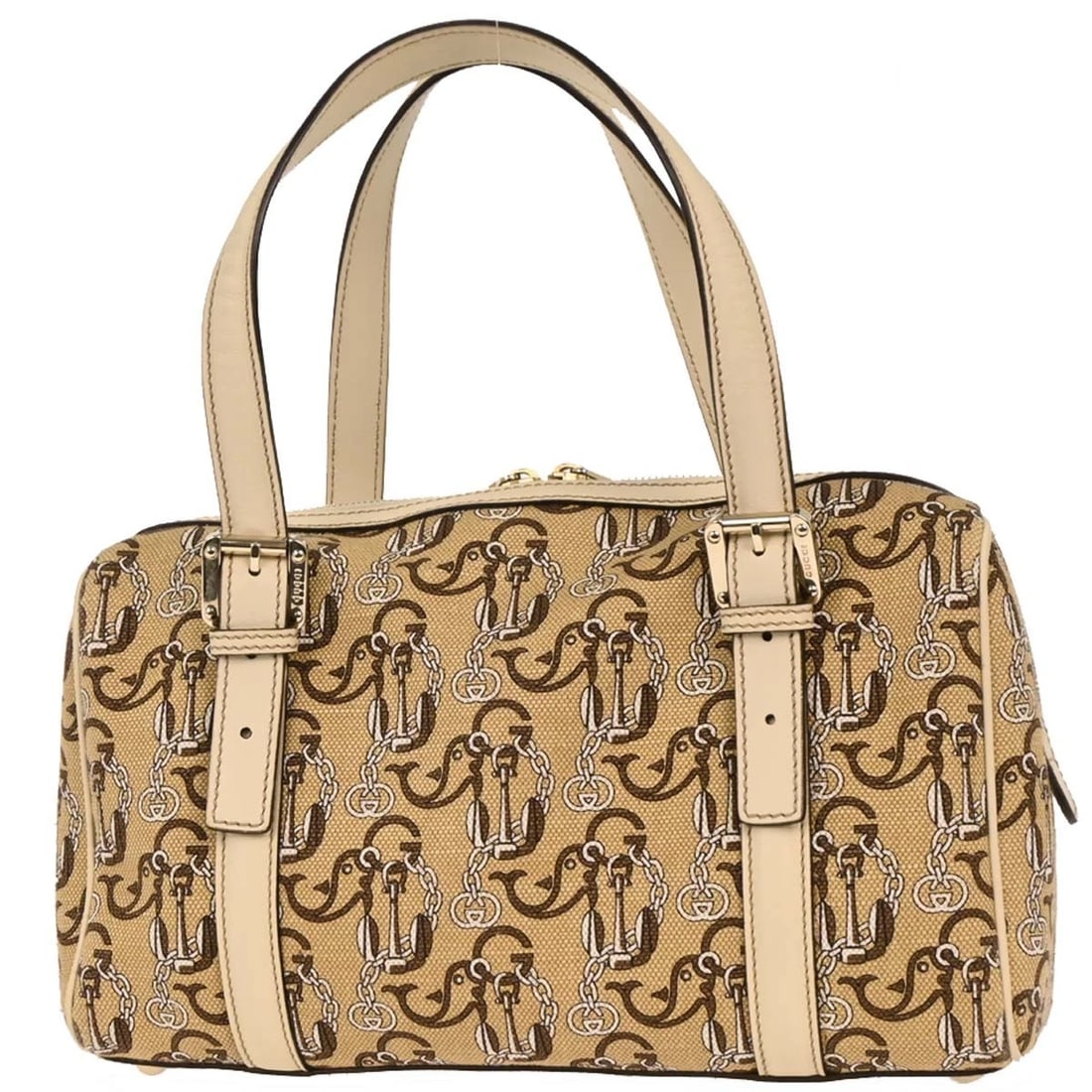 GUCCI BEIGE CANVAS INTERLOCKING HANDBAG - 2
