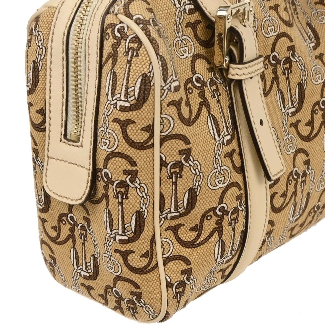 GUCCI BEIGE CANVAS INTERLOCKING HANDBAG - 3