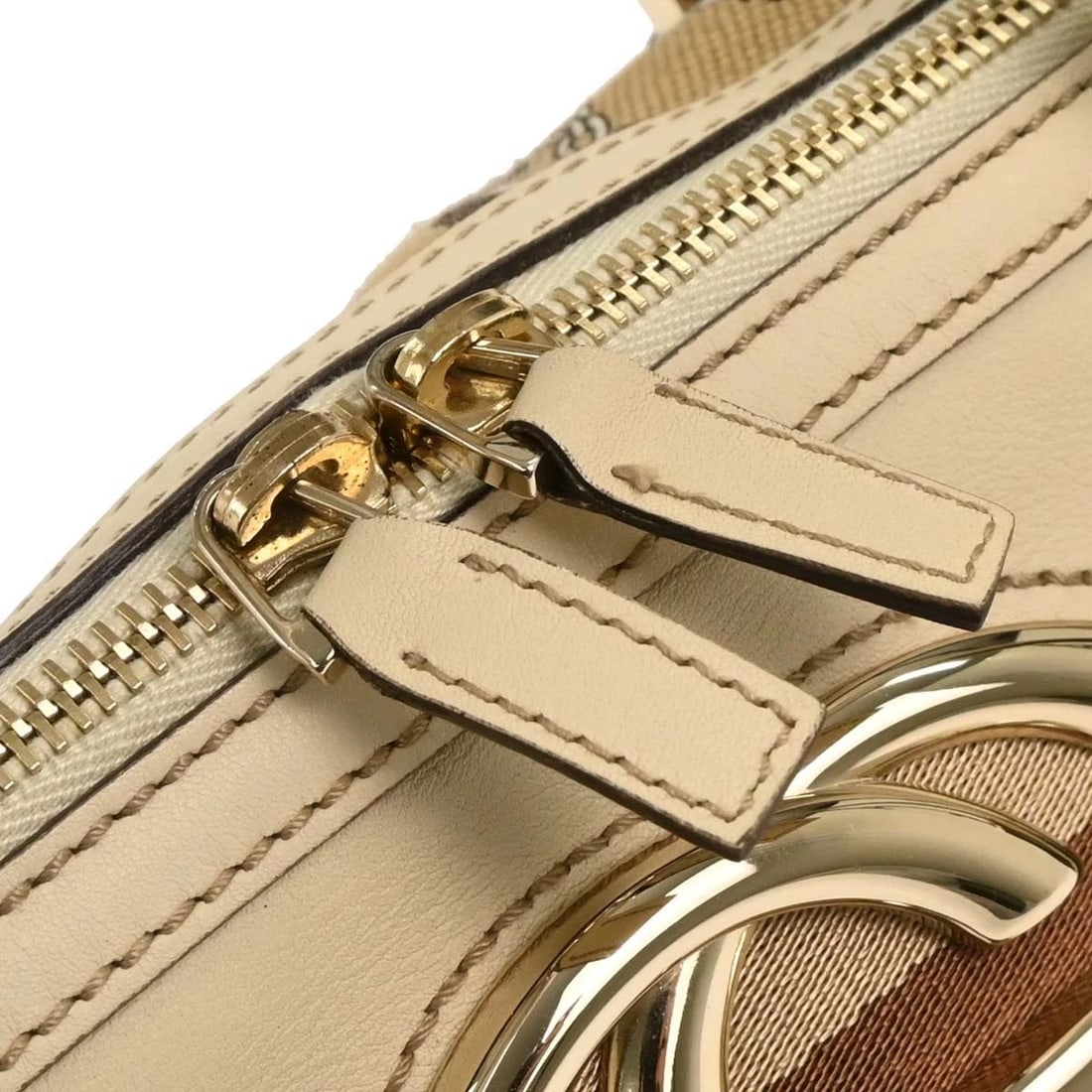 GUCCI BEIGE CANVAS INTERLOCKING HANDBAG - 6