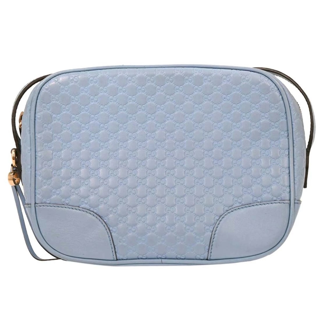 GUCCI LIGHT BLUE MICRO GUCCISSIMA CROSSBODY BAG: Gucci Light Blue Micro Guccissima Crossbody Bag Brand: Gucci Type/Style: Crossbody Material: Leather Color: Light blue Size: W 8.7 x H 6.3 x D 2.8 inch Accessories: None Accessories Notice