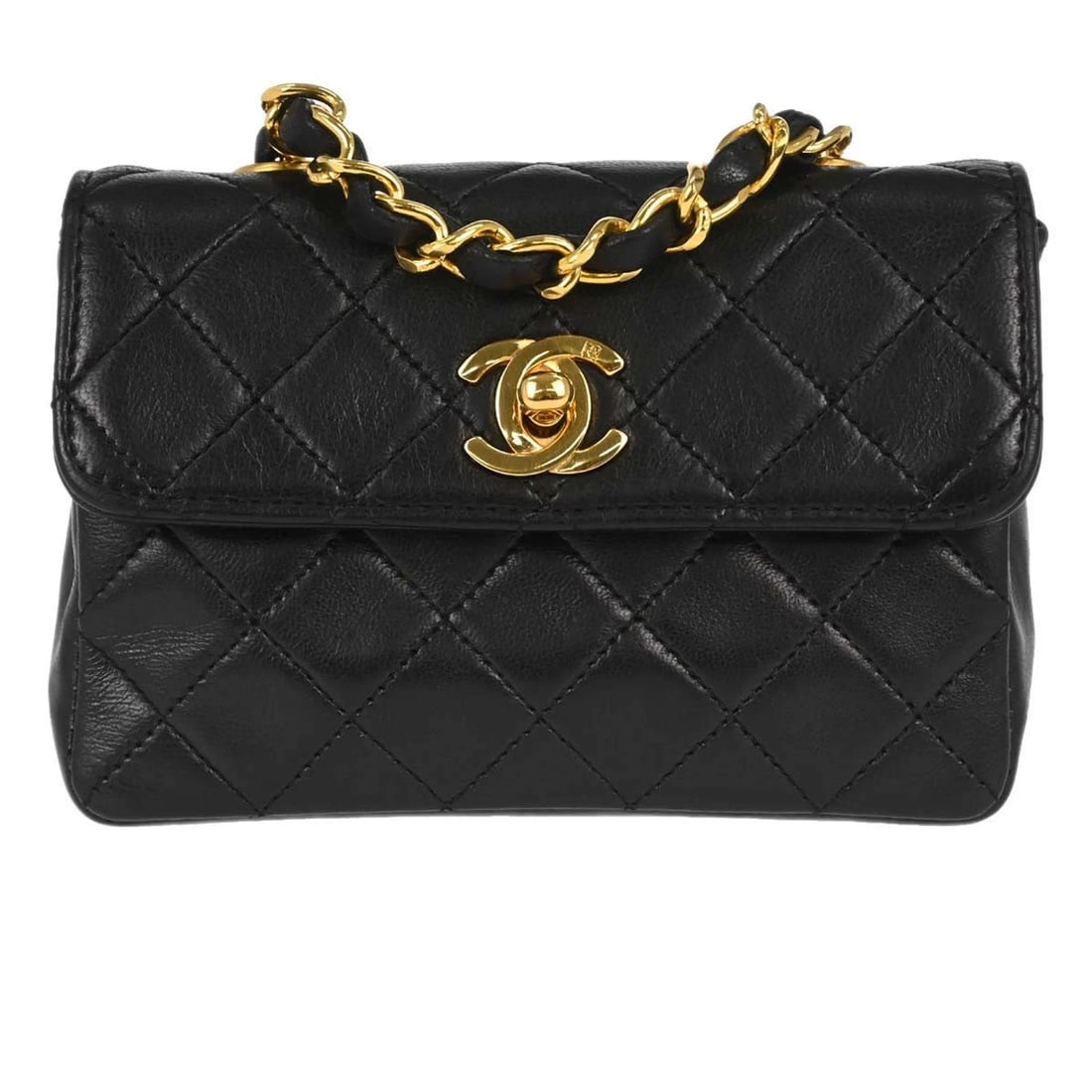 CHANEL BLACK LAMBSKIN STRAIGHT FLAP SHOULDER BAG: Chanel Black Lambskin Straight Flap Shoulder Bag Brand: CHANEL Type/Style: Shoulder Bag Material: Lambskin Leather Color: Black Size: W 5.5 x H 3.9 x D 2.0 inch Accessories: None Accessori