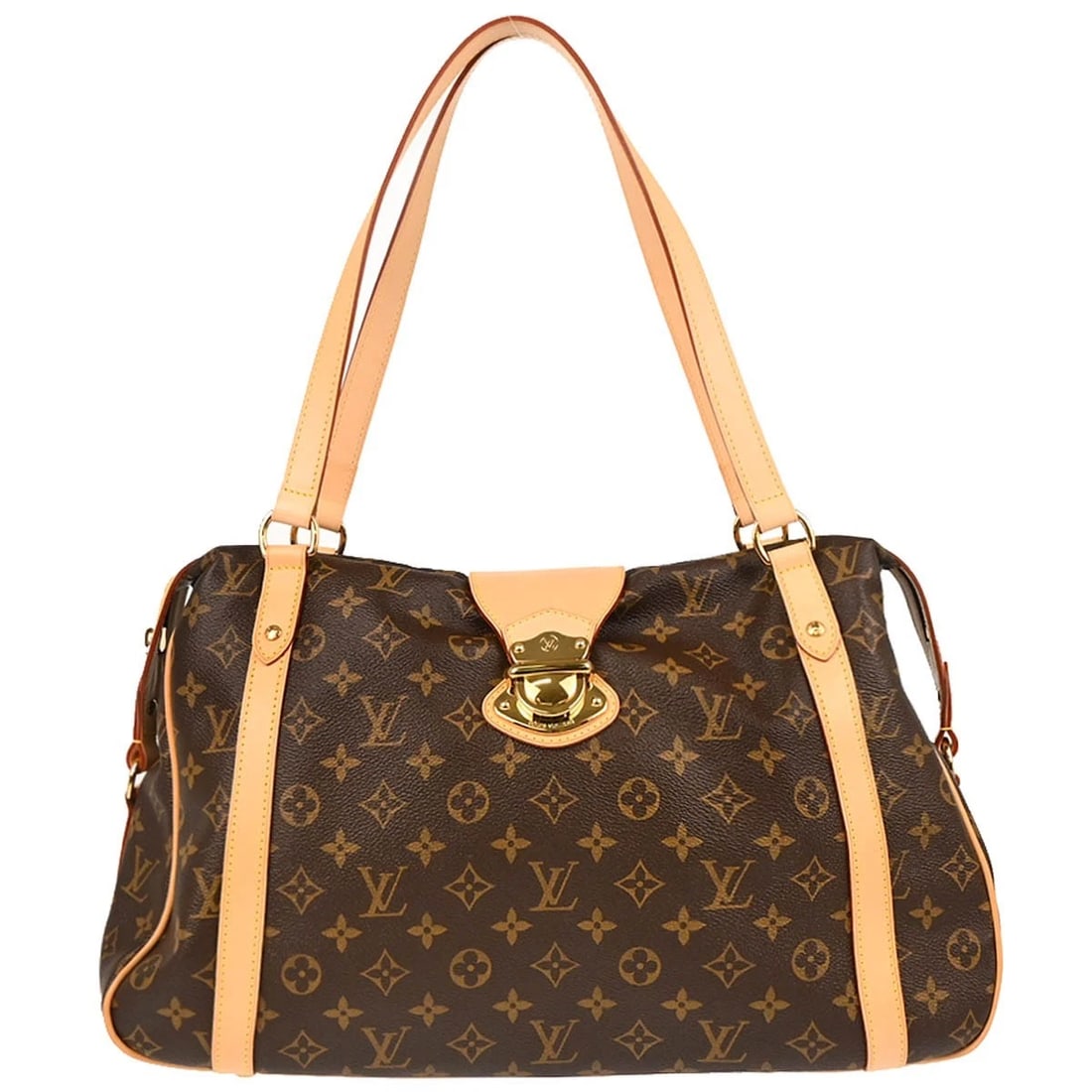 LOUIS VUITTON MONOGRAM STRESA GM SHOULDER BAG: Louis Vuitton Monogram Stresa GM Shoulder Bag Brand: Louis Vuitton Type/Style: Shoulder Bag Material: Monogram Canvas, Leather Color: Brown Size: W 17.3 x H 10.6 x D 5.9 inch Accessories: None