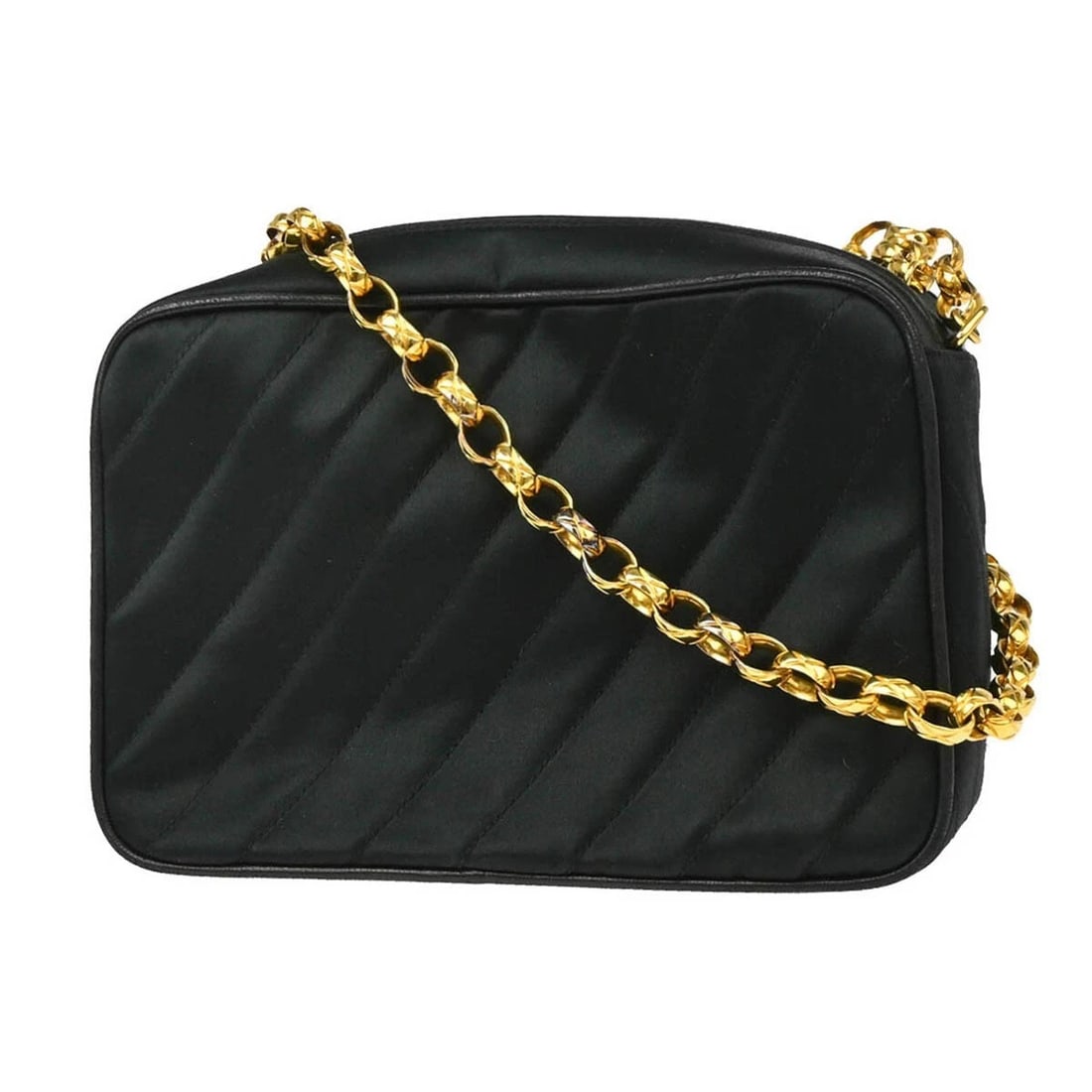 CHANEL BLACK SATIN CAMERA BAG MINI - 2