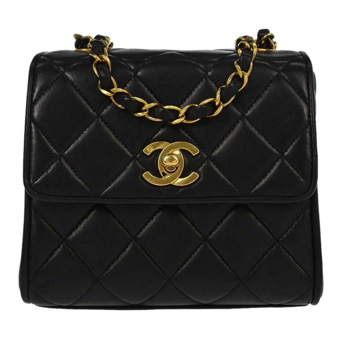 CHANEL BLACK LAMBSKIN SINGLE STRAIGHT FLAP SHOULDER BAG: Chanel Black Lambskin Single Straight Flap Shoulder Bag Brand: CHANEL Type/Style: Shoulder Bag Material: Lambskin Color: Black Size: W 5.9 x H 5.5 x D 3.9 inch Accessories: None Accessorie