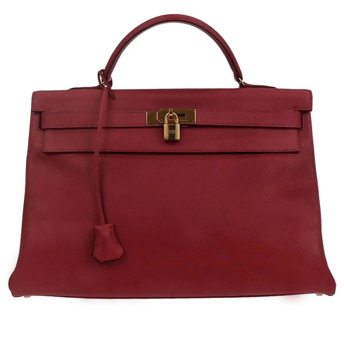 HERMES ROUGE GARANCE ARDENNES KELLY 40 RETOURNE HANDBAG: Hermes Rouge Garance Ardennes Kelly 40 Retourne Handbag Brand: HERMES Type/Style: Top Handle Bag Material: Ardennes Color: Rouge Garance Size: W 15.7 x H 10.6 x D 5.9 inch Accessories: None
